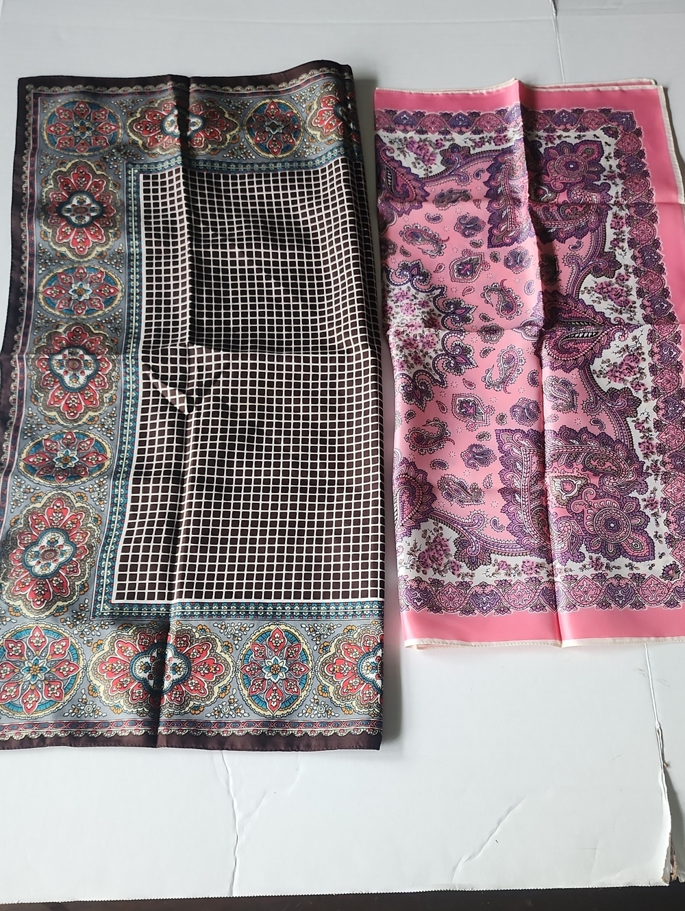 Set of Two Vintage Paisley & Geometric Scarf Made in Italy - Glentex